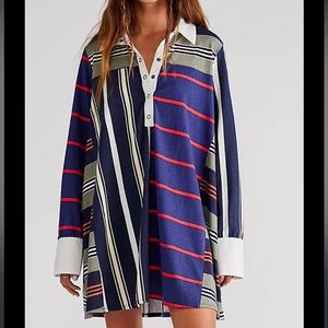 Free People Sadie Oversized Stripes Shirt Dress